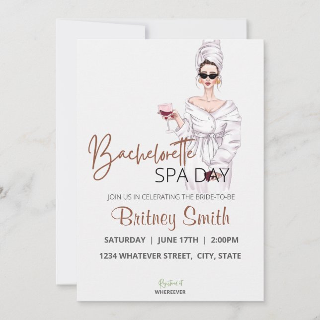 Convite Bachelorette Spa Party Personalizada (Frente)