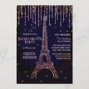 Convite Bachelorette Torre Eiffel Paris Roxo