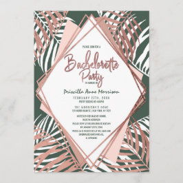 Convite Bachelorette Tropical Palm Tree Rosa Dourada Verde