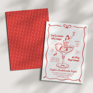 Convite Bachelorette Vermelho Noturno Das Raparigas Desenh