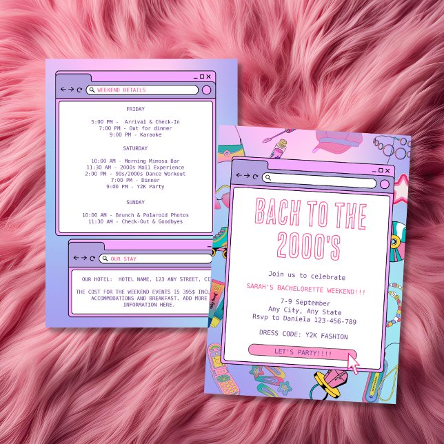 Convite Bachelorette Weekend do Ano 2000 (Y2K Bachelorette Weekend Bach To The 2000's Invitation)
