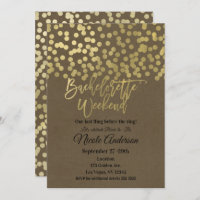 Bachelorette Weekend Dourado Moderno Rustic Kraft