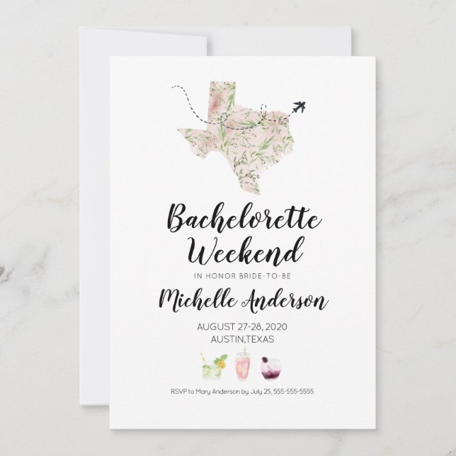 Convite Bachelorette Weekend em Austin Texas Invitation (Frente)