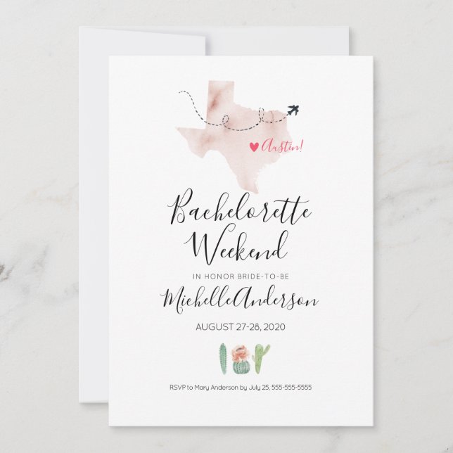 Convite Bachelorette Weekend em Austin Texas Invitation (Frente)