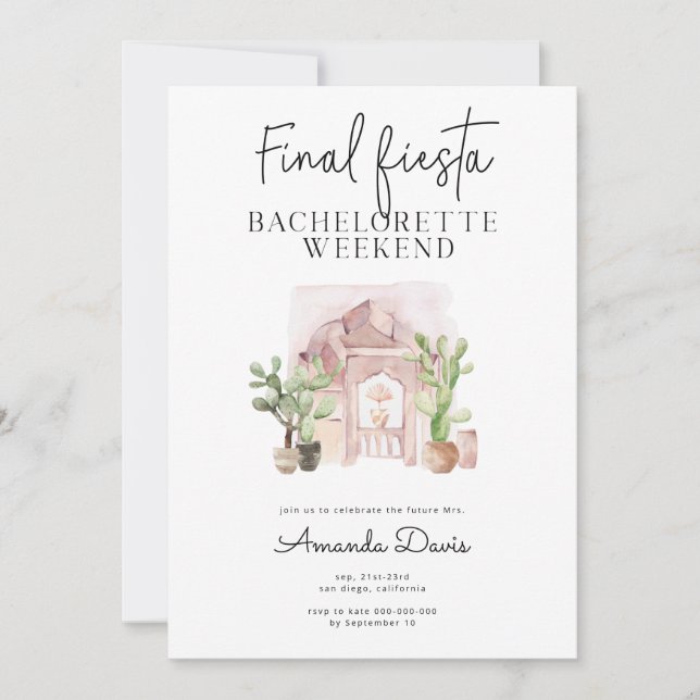 Convite Bachelorette Weekend Final Fiesta Desert Oeste  (Frente)