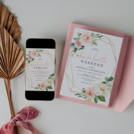 Convite Bachelorette Weekend Itinerary Airblush Floral