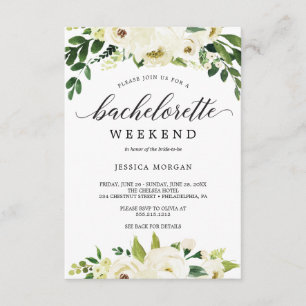 Convite Bachelorette Weekend Itinerary White Roses
