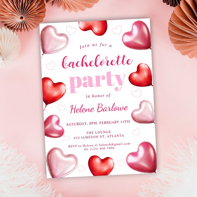 Convite Bachelorette Weekend Party Bonito Corações Rosa (Bachelorette Weekend Party Cute Fun Girly Pink Invitation)