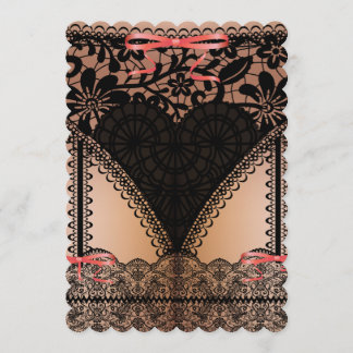 Convite Bachorette de Lingerie do Corset Preto Damask