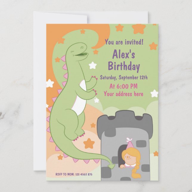 Convite Bacia de Aniversário Dino-mite! Dinossauro Desenha (Frente)