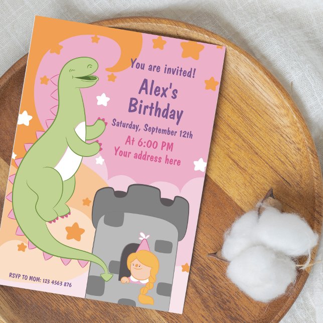 Convite Bacia de Aniversário Dino-mite! Dinossauro Desenha (Dino-mite Birthday Bash Hand-Drawn Dinosaur Invitation)