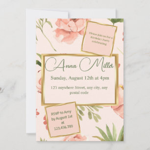 Convite Bacia de Aniversário do Blushing Blooms