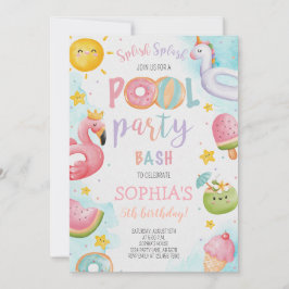 Convite Bacia de Aniversário do Partido da Piscina Bonita