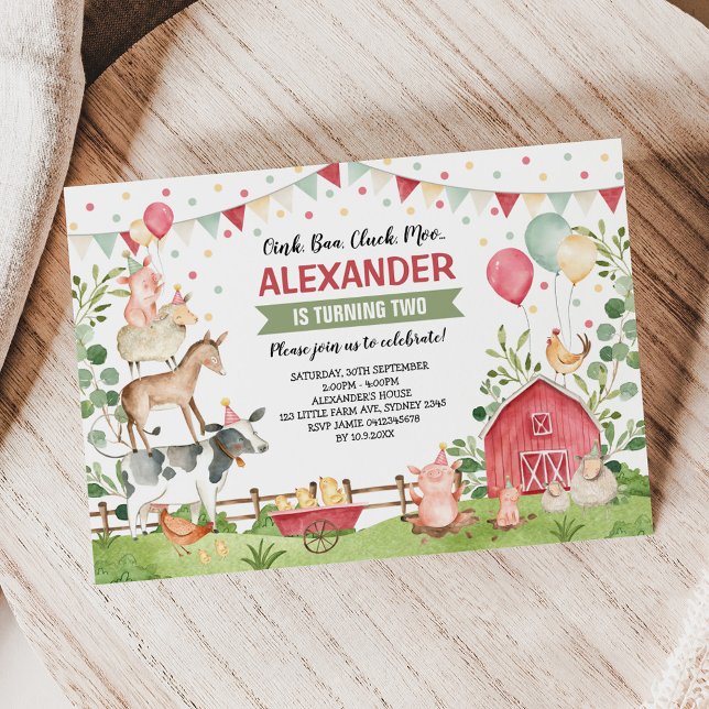 Convite Bacia do Barnyard Festa de aniversário de Animais  (Criador carregado)