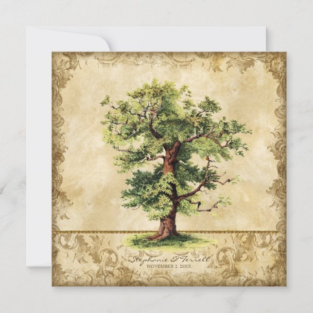 Convite Bacia hidrográfica do Vintage Oak Tree of Life Swi (Frente)