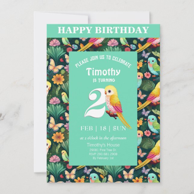 Convite Bacia segundo aniversário tacular ao Esquadrão: Um (Frente)