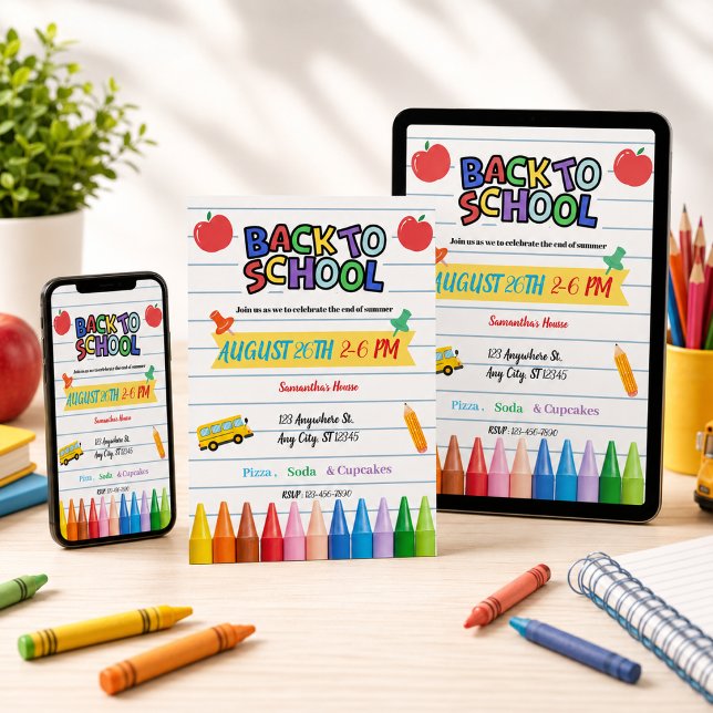 Convite Back to school party (Criador carregado)
