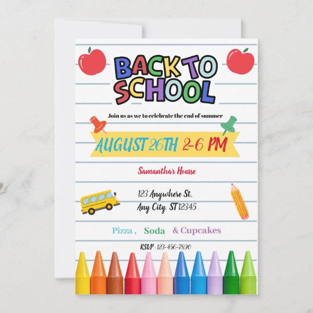 Convite Back to school party (Frente)