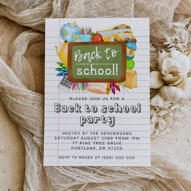 Convite Back To School Party Invitation (Criador carregado)