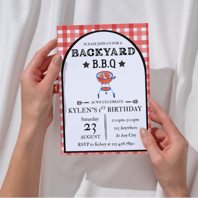 Convite Backyard BBQ Birthday Invitation | Editable 5x7 (Printable backyard birthday invite ready to personalize)