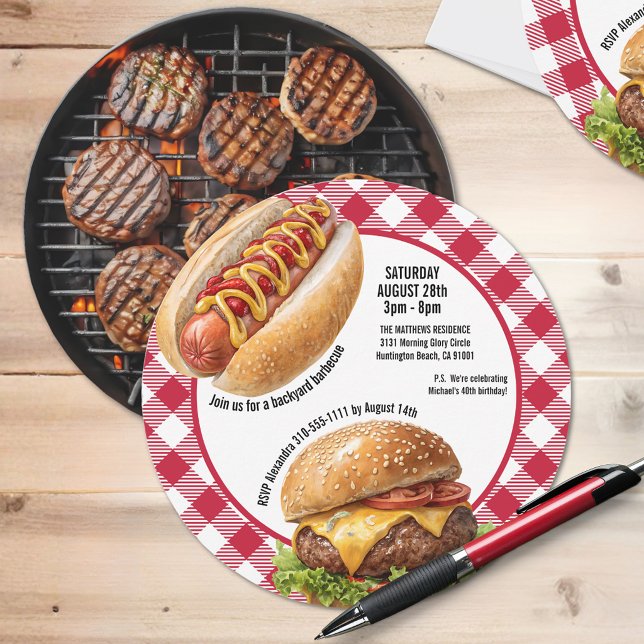 Convite Backyard BBQ Grill Burger and Hot Dog (Criador carregado)
