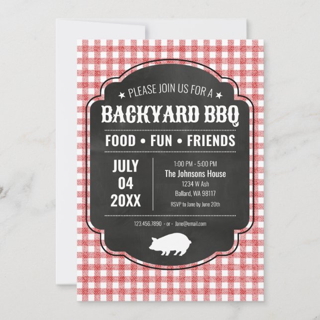 Convite Backyard BBQ Party Invitation (Frente)