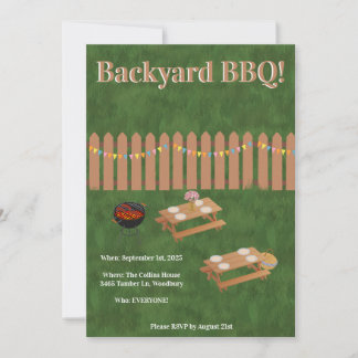 Convite Backyard BBQ Party Invitation