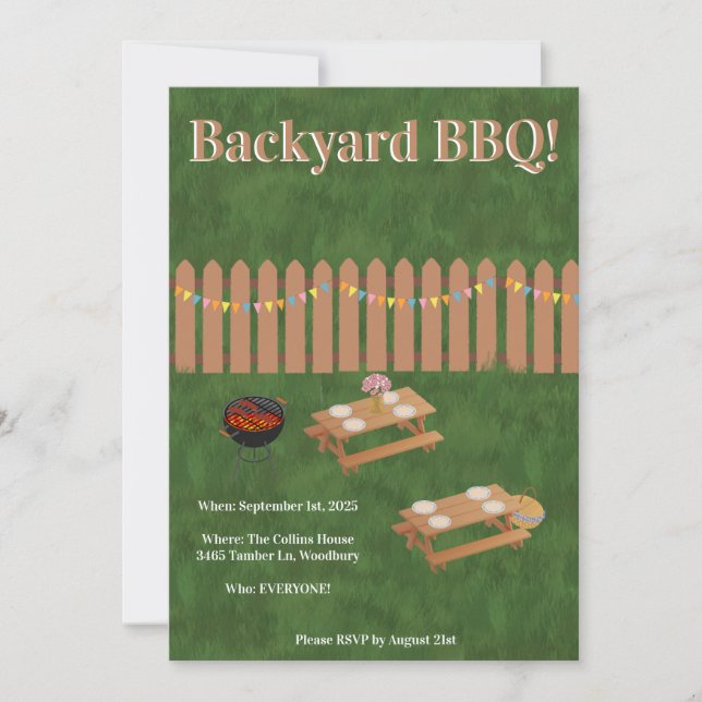 Convite Backyard BBQ Party Invitation (Frente)
