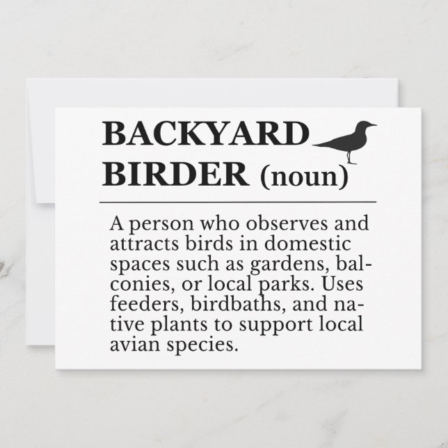Convite Backyard Birder Definition - Garden Birdwatching (Frente)
