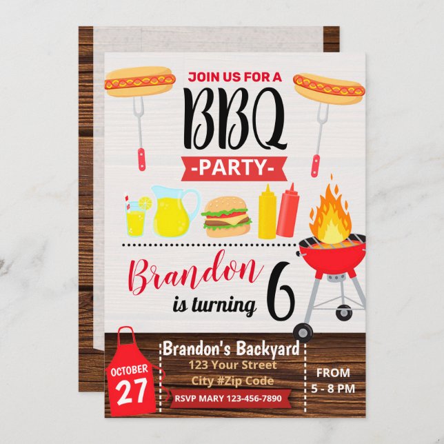 CONVITE BACKYARD PARTY BBQ BIRTHDAY INVITATION (Frente/Verso)