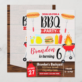 CONVITE BACKYARD PARTY BBQ BIRTHDAY INVITATION