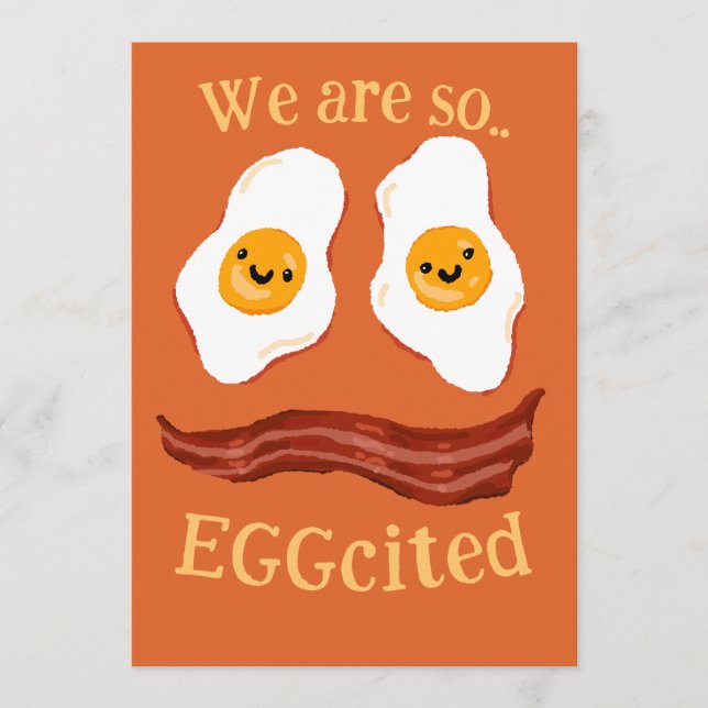 Convite Bacon and eggs funny party invitation announcement (Frente)