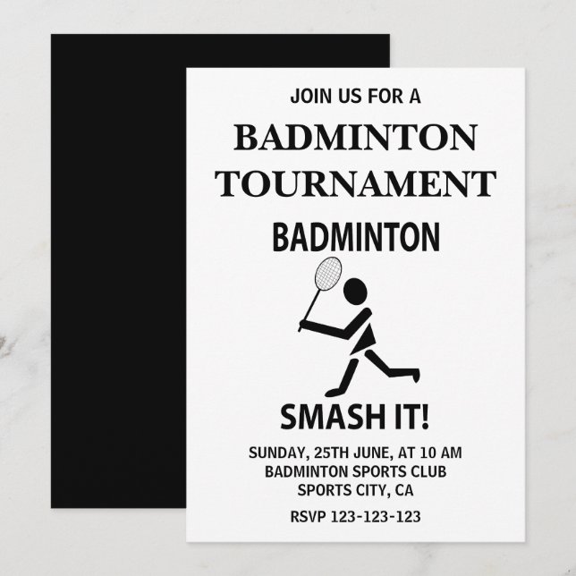 Convite Badminton Smash Esportes Badminton (Frente/Verso)