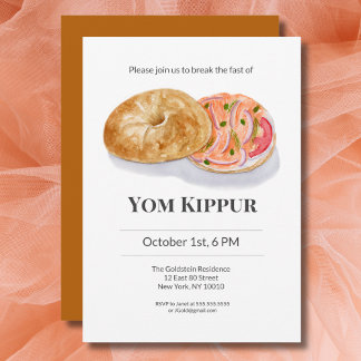Convite Bagels de Aquarela Salmão Fumado Yom Kippur