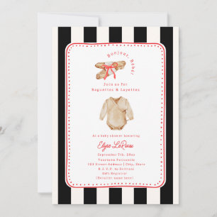Convite Baguettes & Layettes French Stripe Chás de Bebê