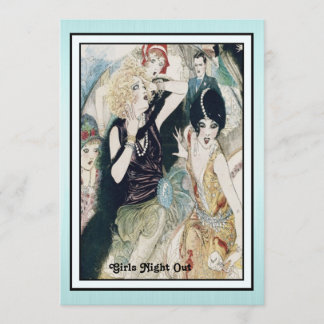 Convite Bagunça de Noite das Garotas Arte Deco Vintage Per