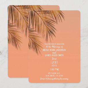 Convite Bahama Breeze Bronze Palma Coral Pêssego Casamento