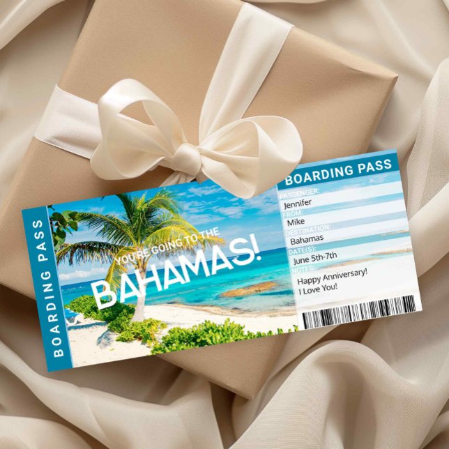 Convite Bahamas Surprise Trip Boarding Pass Gift Card (Criador carregado)