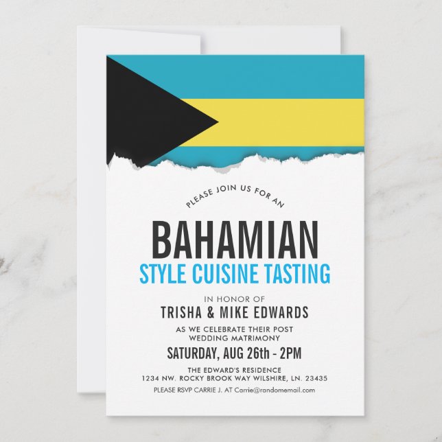 Convite Bahamian Themed Cuisine | Sinalizador da Parte Con (Frente)