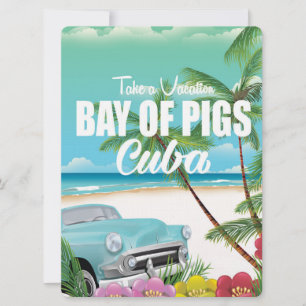 Convite Baía de Porcos, poster de férias na praia em Cuba