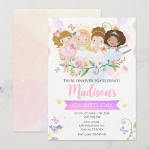 Convite Bailarina Dança Pirueta Ballet Tutu Festa de Anive