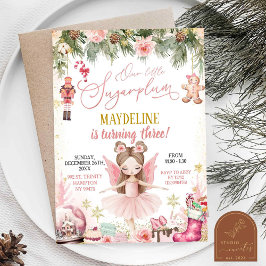 Convite Bailarina de Açúcar Rosa Menina de Aniversário de