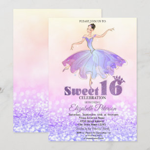 Convite Bailarina Elegante Brilho Bokeh Sweet 16