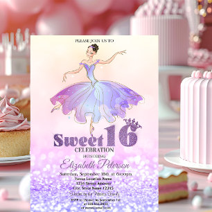 Convite Bailarina Elegante Brilho Bokeh Sweet 16