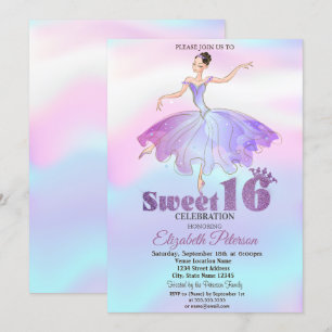 Convite Bailarina Elegante Colorido Ombre Sweet 16