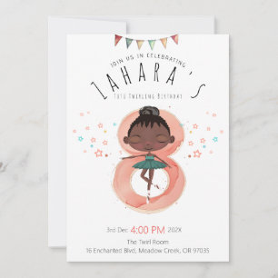 Convite Bailarina Negra Aniversário de 8 anos