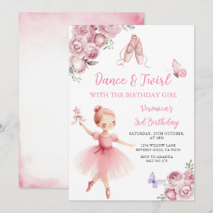 Convite Bailarina Rosa Dança e Rodopio 3º Aniversário