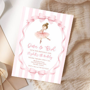 Convite Bailarina Vamos Dançar e Girar Festa Cor-de-Rosa A