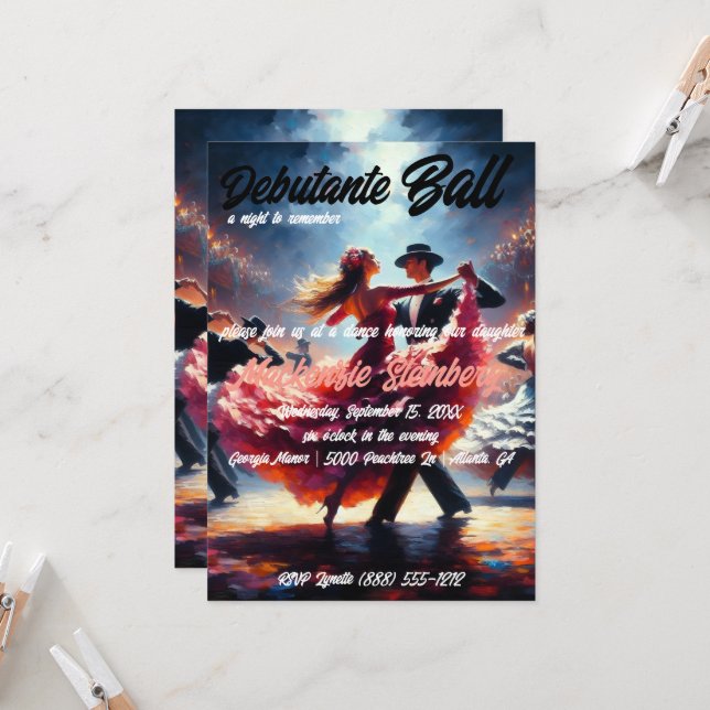 Convite Baile de Debutante Cotilão Dança de Salão (Frente/Verso In Situ)