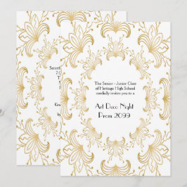 Convite Baile de formatura, Art Deco, Flores Estilizadas,